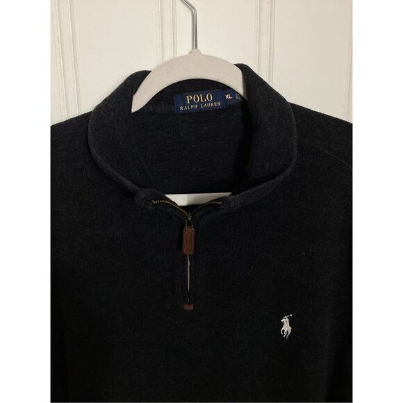Polo Ralph Lauren Mens 1/4 Zip Performance Pullover Gray Logo Thick - Picture 3 of 9